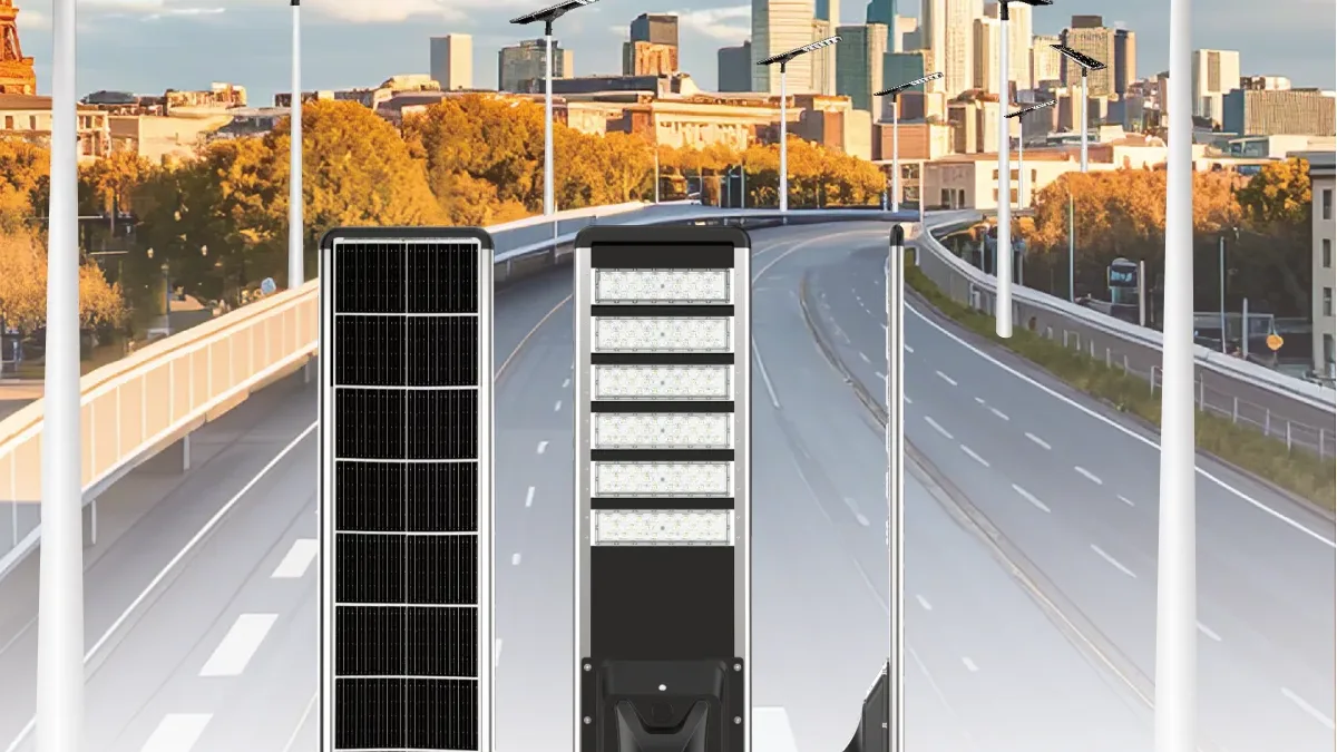 VOLTIC ZHENYE SERIES integrated solar street light head with LiFePO4 battery and MPPT controller, showing the hardware whose published dimming profile decides whether a road lighting class can be held all night
