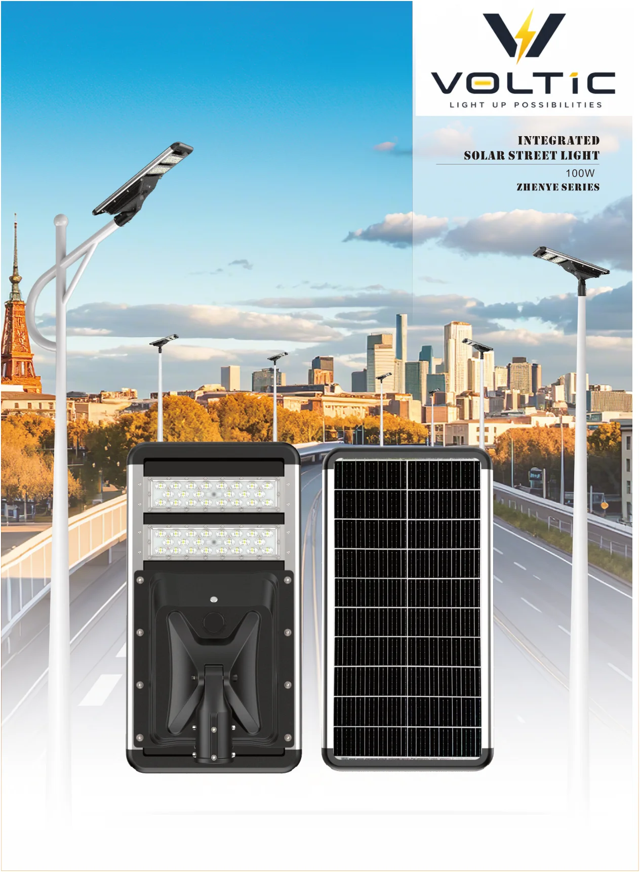 100W Integrated Solar Street Light specification page 1 - solar street light technical details