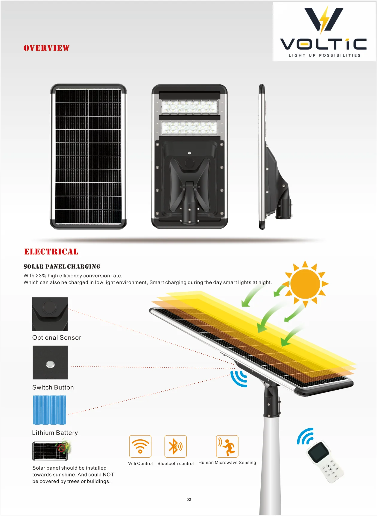 100W Integrated Solar Street Light specification page 2 - solar street light technical details