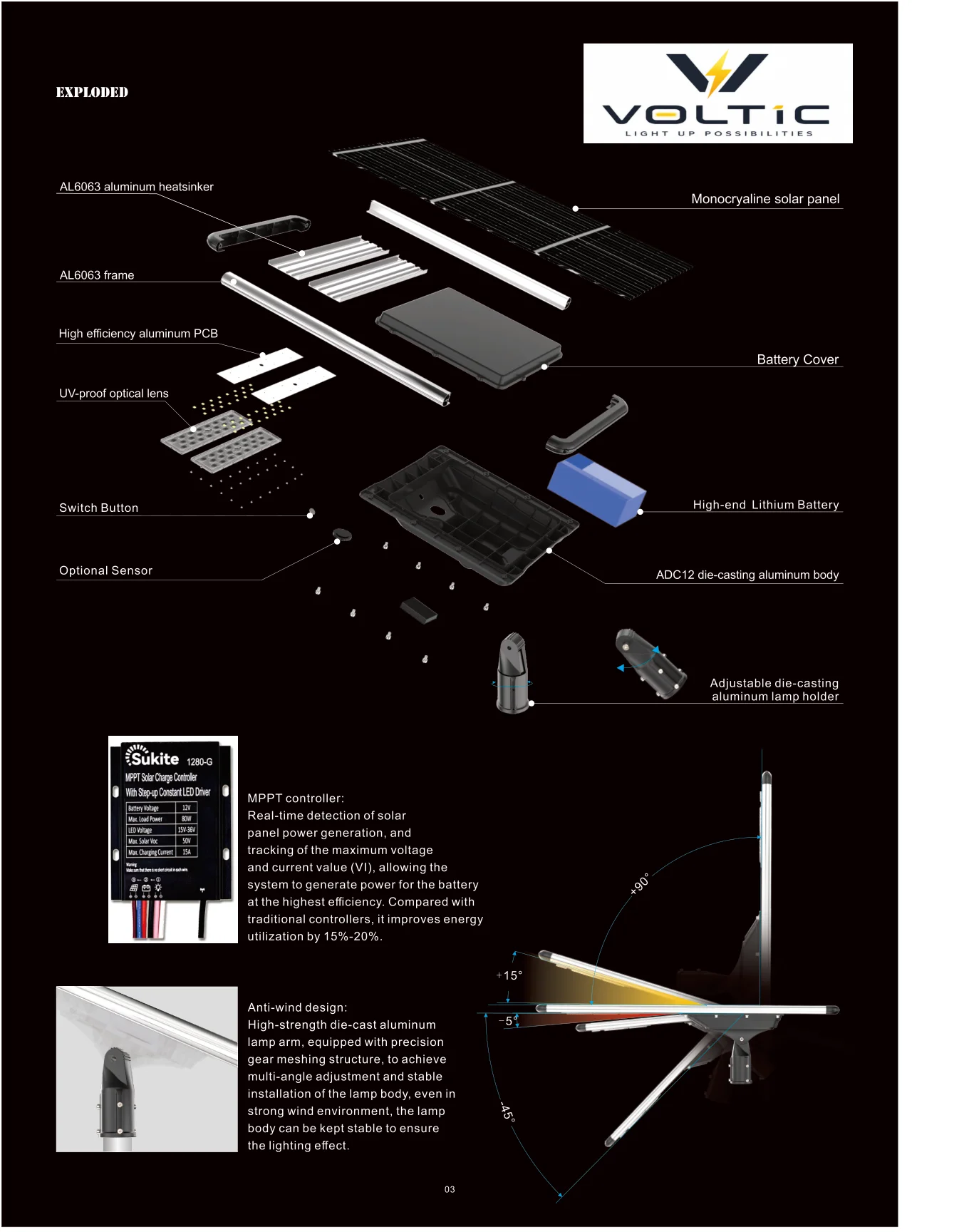 100W Integrated Solar Street Light specification page 3 - solar street light technical details