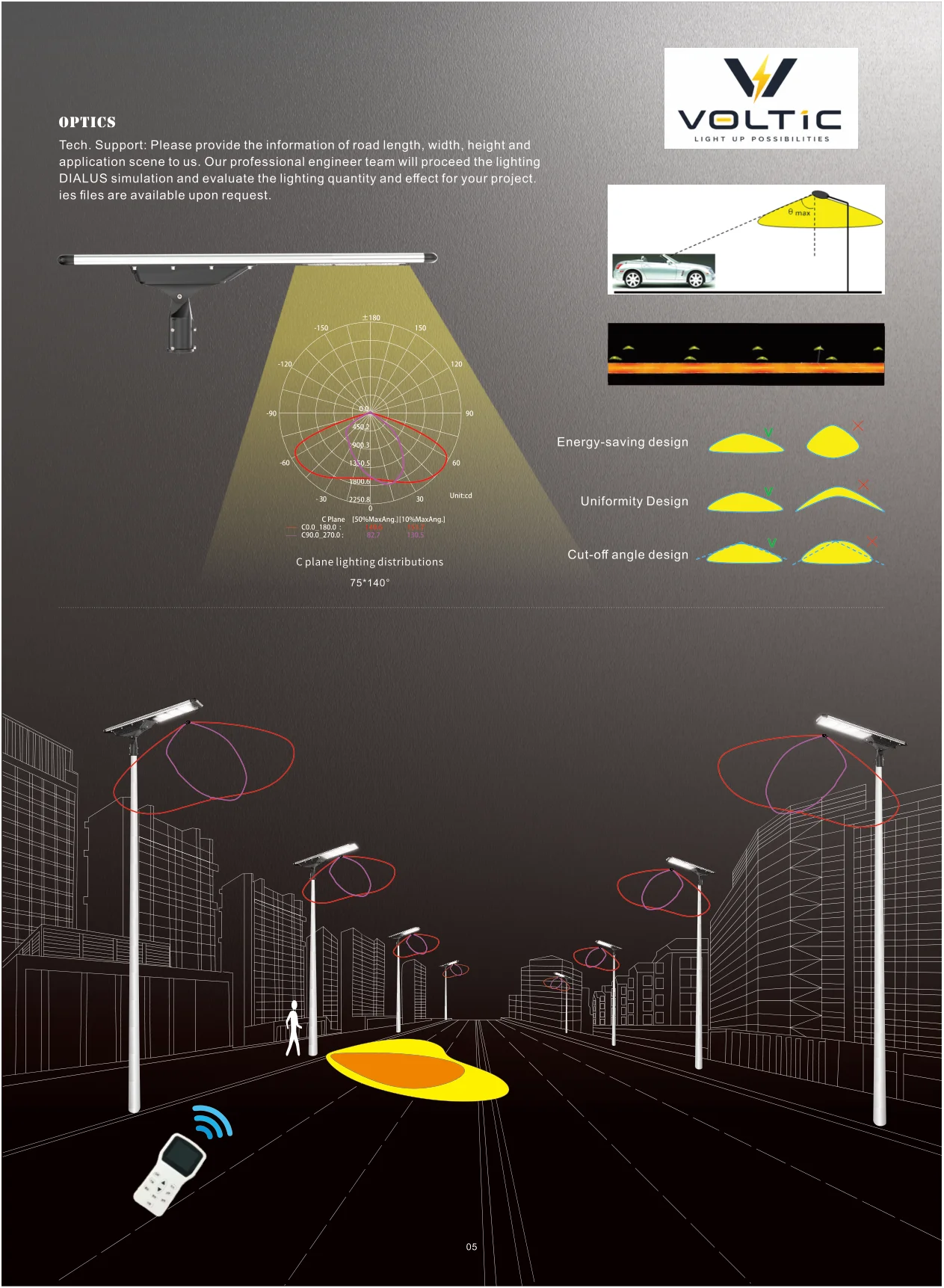 150W Integrated Solar Street Light specification page 5 - dimensions, technical parameters, and installation details
