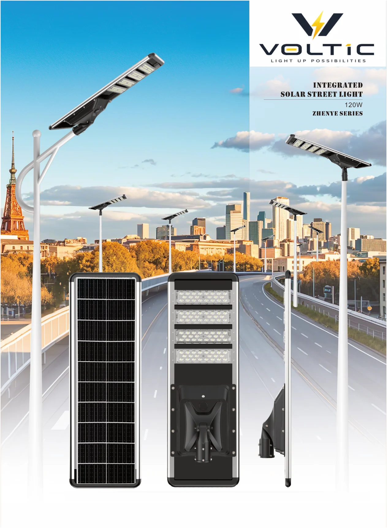 200W Integrated Solar Street Light - 200W integrated solar street light front view