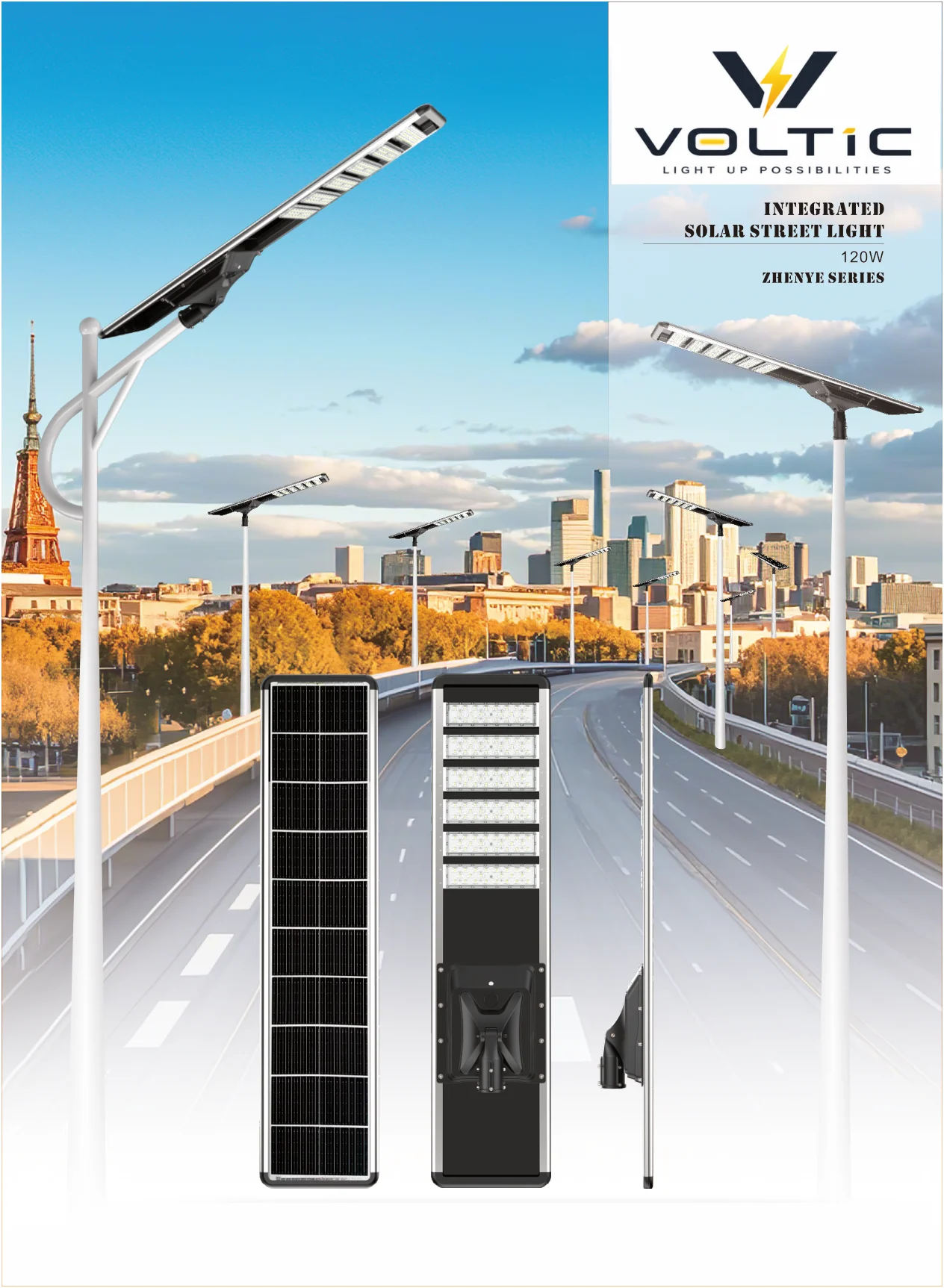 300W Integrated Solar Street Light - 300W integrated solar street light front view